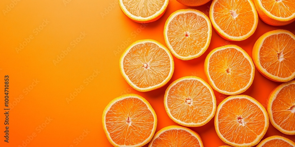 An appealing arrangement of multiple orange slices over an orange backdrop, creating a visually engaging pattern. An appealing arrangement of multiple orange slices over an orange backdrop, creating a visually engaging pattern.