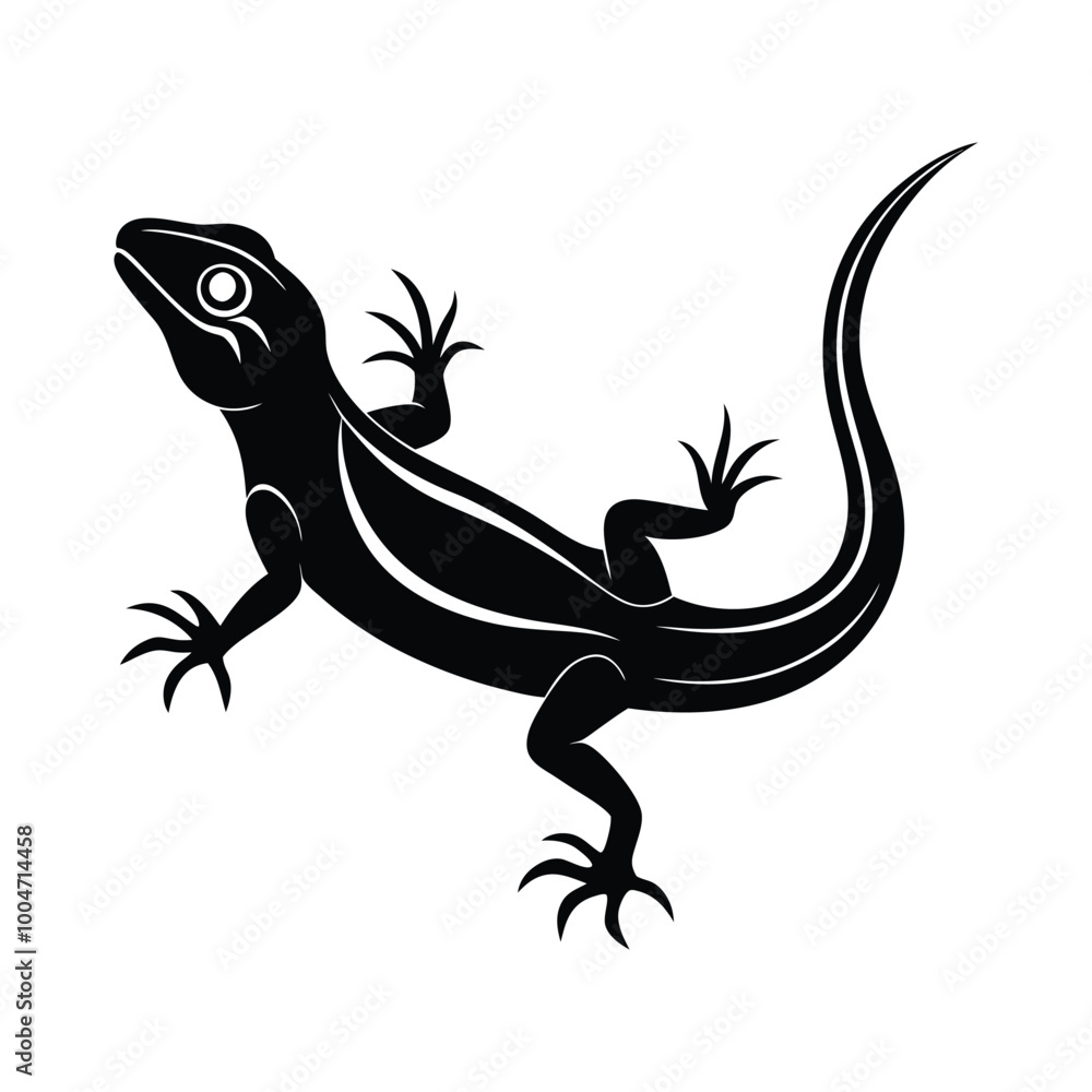 Fototapeta premium lizard on a black background silhouette vector illustration