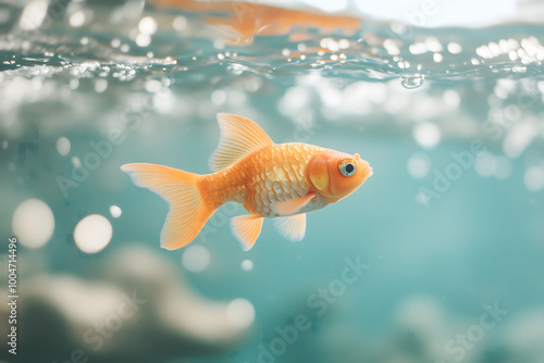 Goldfish Swimming Underwater Aqua Nature Pet Aquarium Water