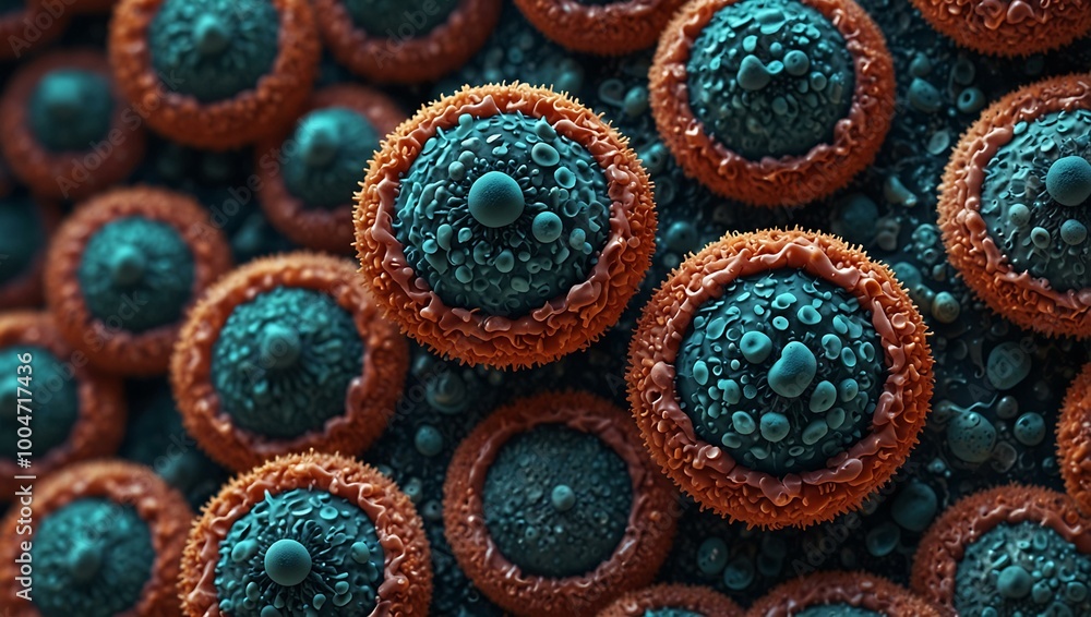 Microscopic illustration of human cells. Microscopic illustration of human cells.