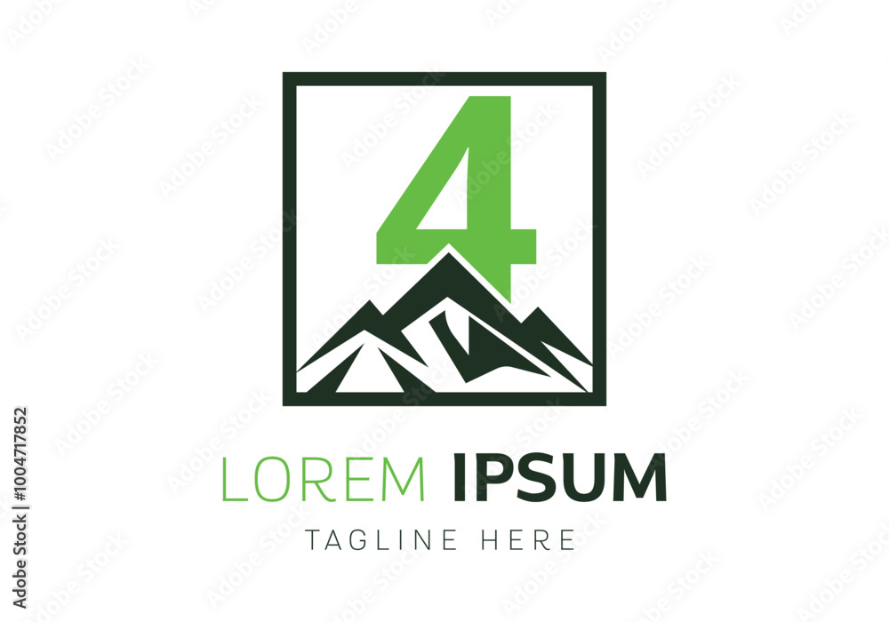 Letter 4 with Mountain logo design inspiration. Vector letter template design Letter 4 with Mountain logo design inspiration. Vector letter template design