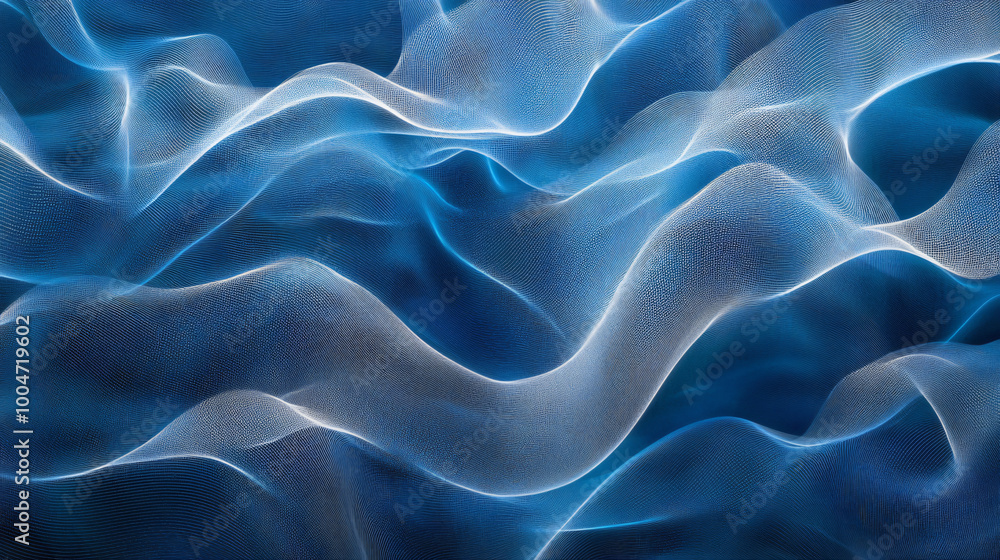 Fototapeta premium A dynamic pattern of blue waveforms with gradient colors. A dynamic pattern of blue waveforms with gradient colors. 