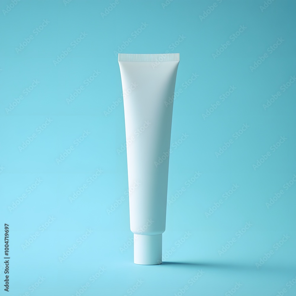 blank white cosmetic tube on turquoise background blank white cosmetic tube on turquoise background