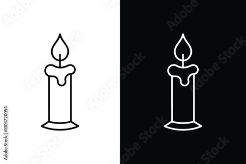 Christmas candles isolated on white background. Candle icon, logo isolated on white background.