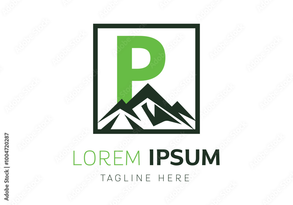 Letter P with Mountain logo design inspiration. Vector letter template design Letter P with Mountain logo design inspiration. Vector letter template design