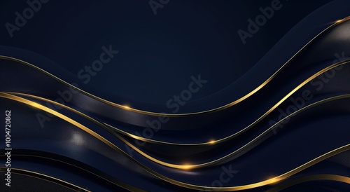 Black and gold background with a gold ribbon. The ribbon is curved and has a shiny appearance