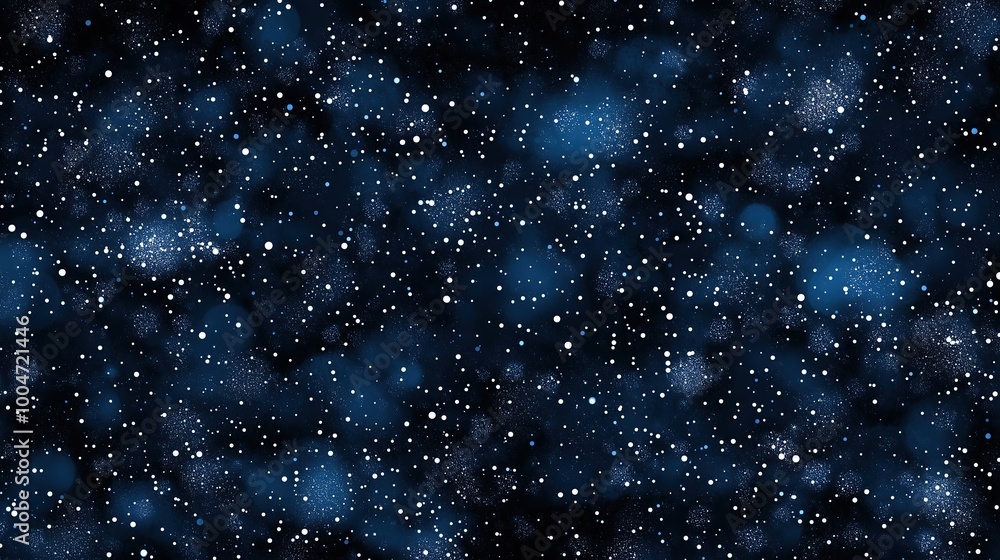 Blue sky with snowflakes falling from it. The sky is filled with stars and the snowflakes are scattered throughout the sky. The image has a peaceful and serene mood Blue sky with snowflakes falling from it. The sky is filled with stars and the snowflakes are scattered throughout the sky. The image has a peaceful and serene mood