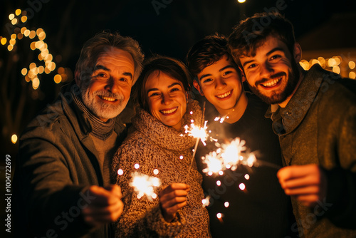 Famiglia festeggia insieme il natale e il nuovo anno