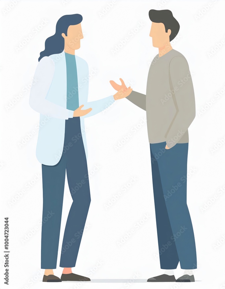 Female physician is using hand gestures to explain a treatment to a male patient Female physician is using hand gestures to explain a treatment to a male patient