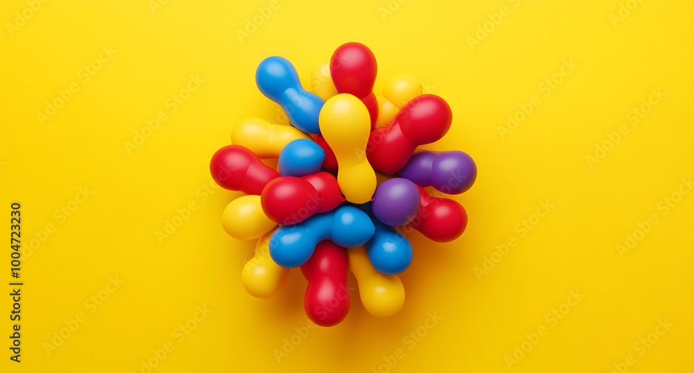 Obraz premium Colorful balloons on a vibrant yellow background