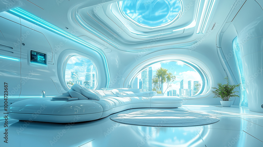 Sci fi futuristic white interior Sci fi futuristic white interior