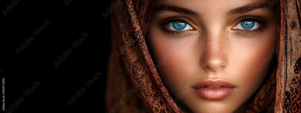 A young Middle Eastern girl with blue eyes wearing a hijab A young Middle Eastern girl with blue eyes wearing a hijab