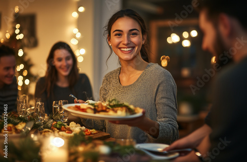 Famiglia festeggia insieme il natale e il nuovo anno