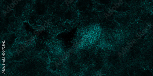 Scattered heavy dark green jade colored texture grunge texture on a dark sky surface lightning abstract background. Abstract background with dark jade rough grainy stone or concrete wall texture.