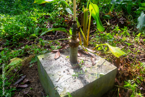 Gas outlet pipe of a rural biogas technology plant.