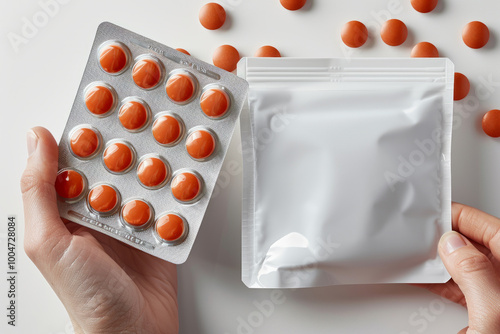 B vitamin, Vitamin B12 tablets, Vitamin B Capsules, Vitamin B12, Multi vitamin pills, pills bottle mockup. Antibiotic pill capsules, calcium pill. Paracetamol, caugh pill photo