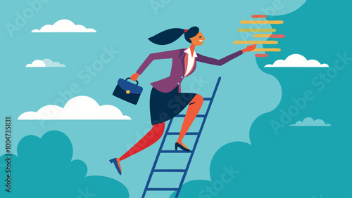 Business woman climbing ladder vector art illustration illustration photo