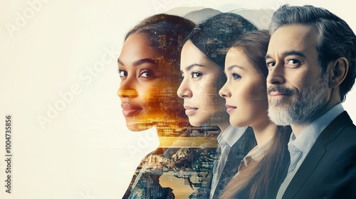 Showcase the success of your business ventures with stunning imagery. Capture the diversity of your team in a powerful double exposure, symbolizing the global reach photo