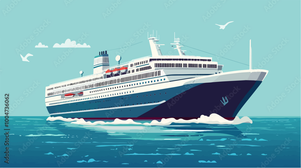 Illustration of a modern cruise ship. Large passenger ship. Illustration of a modern cruise ship. Large passenger ship.