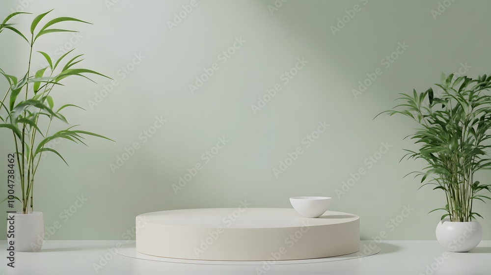 minimalist product display with potted plants minimalist product display with potted plants