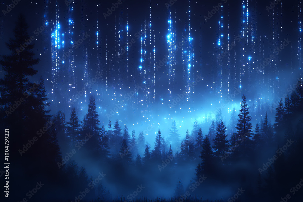illustration featuring digital abstract technology with space for titles, layered over a forest background. Ideal for tech design concepts.
illustration featuring digital abstract technology with space for titles, layered over a forest background. Ideal for tech design concepts.