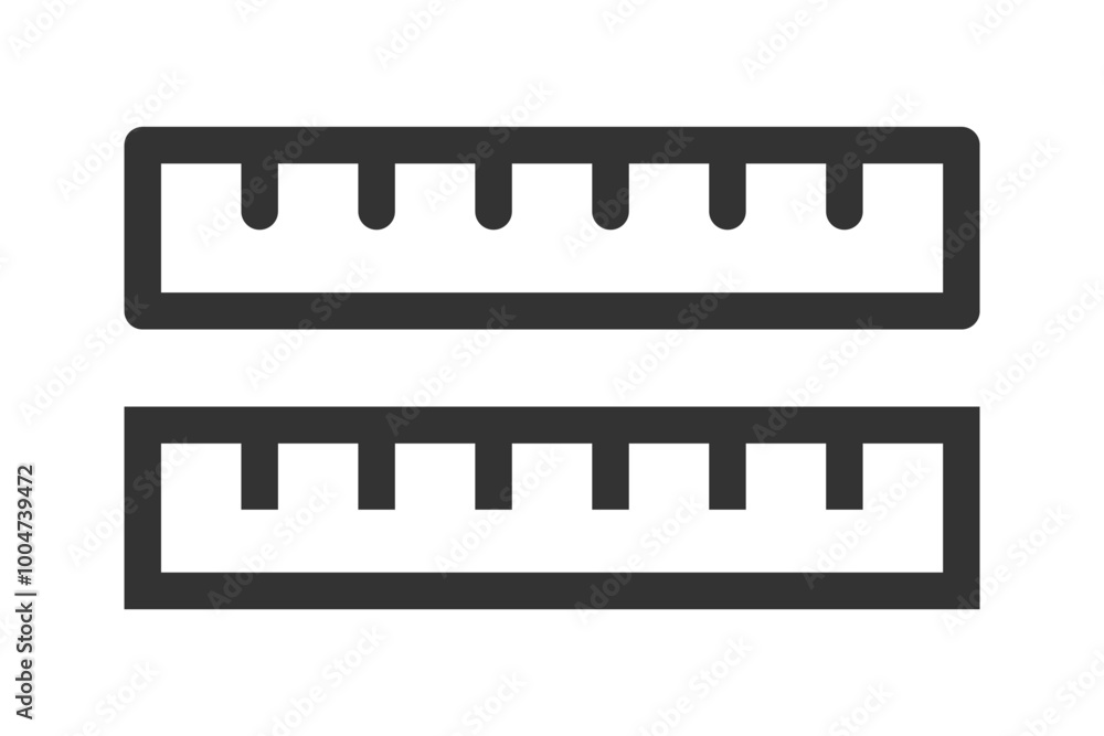 Ruler as a educational school tool outlined black isolated drawing illustration. Vector icons in flat style Ruler as a educational school tool outlined black isolated drawing illustration. Vector icons in flat style