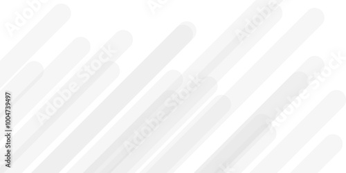 White paper background with white stripes lines. White transparent material shapes in random geometric pattern.