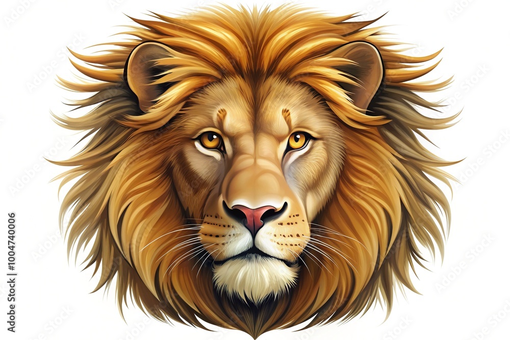 Regal lion face icon with majestic whiskers and a calm demeanor, perfect for wildlife, savannah, or African-themed designs and representations of courage. Regal lion face icon with majestic whiskers and a calm demeanor, perfect for wildlife, savannah, or African-themed designs and representations of courage.