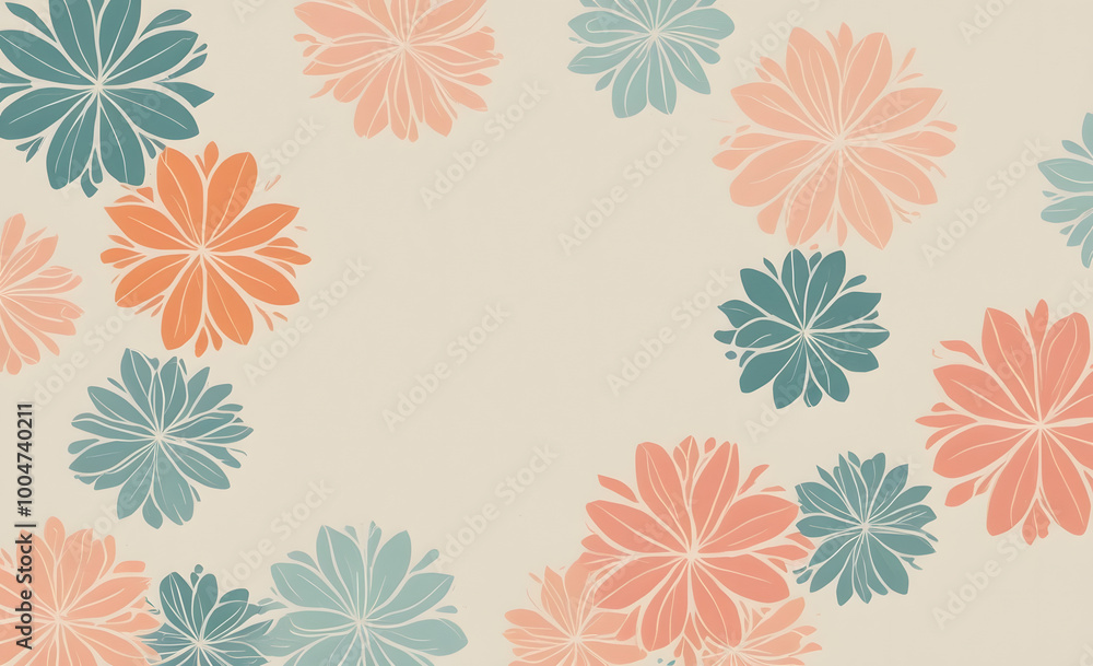 Fondo Floral en Tonos Pastel - Decoración De Interiores para Sala de Estar Fondo Floral en Tonos Pastel - Decoración De Interiores para Sala de Estar