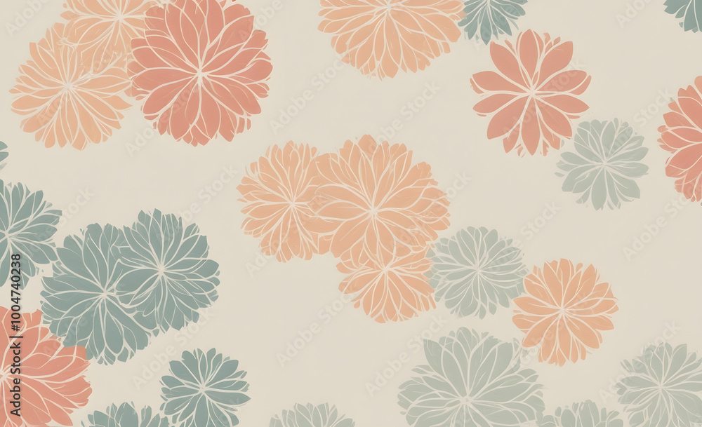 Fondo Floral en Tonos Pastel - Decoración De Interiores para Sala de Estar Fondo Floral en Tonos Pastel - Decoración De Interiores para Sala de Estar