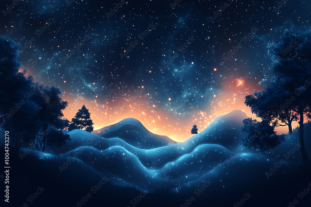 illustration featuring digital abstract technology with space for titles, layered over a forest background. Ideal for tech design concepts.
illustration featuring digital abstract technology with space for titles, layered over a forest background. Ideal for tech design concepts.