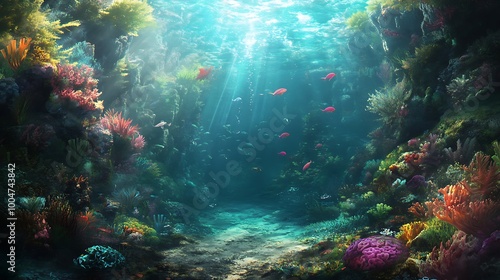 Wallpaper Mural Vibrant Underwater Coral Reef Scene with Colorful Fish Torontodigital.ca