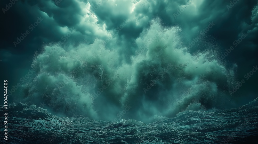 Dramatic Ocean Waves in Stormy Sky Dramatic Ocean Waves in Stormy Sky