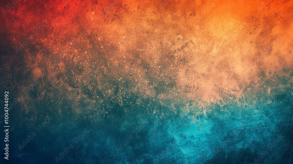 Obraz premium grainy gradient background teal orange read blue