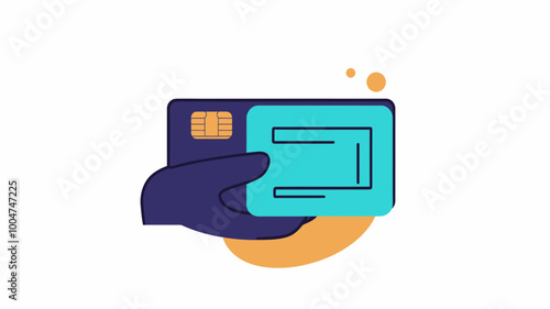 Hand Holding Credit Card Vector Illustration for Digital Payments and Online Transactions with Modern Flat Design