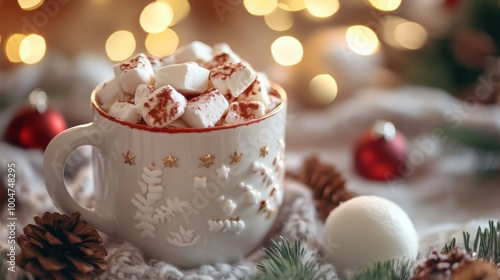 Wallpaper Mural Hot chocolate with marshmallows in a festive mug, winter and Christmas celebration concept Torontodigital.ca