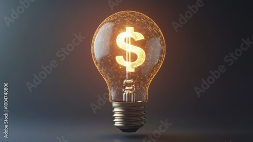 A glowing light bulb with a dollar sign inside symbolizes innovative financial ideas, Ideal for marketing, finance, and business concepts, it conveys creativity in money management,