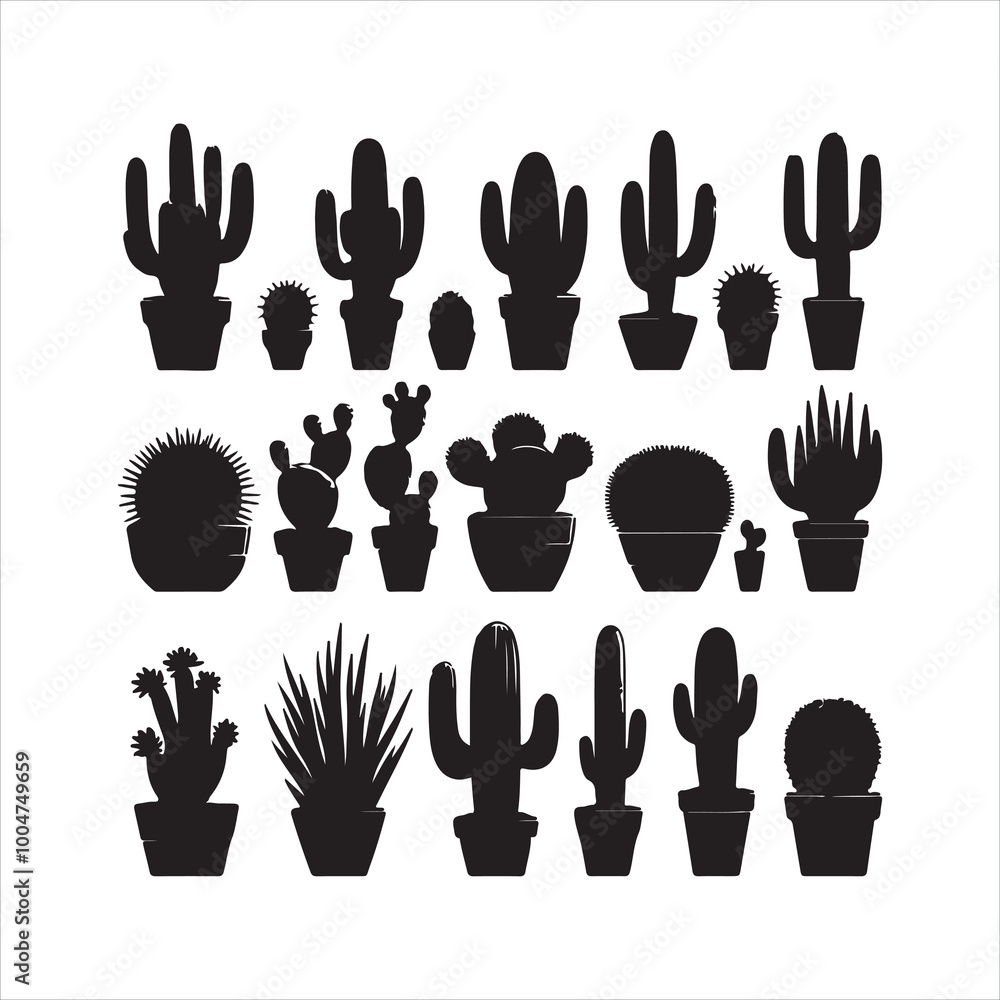 Fototapeta premium cactus silhouette on white background 