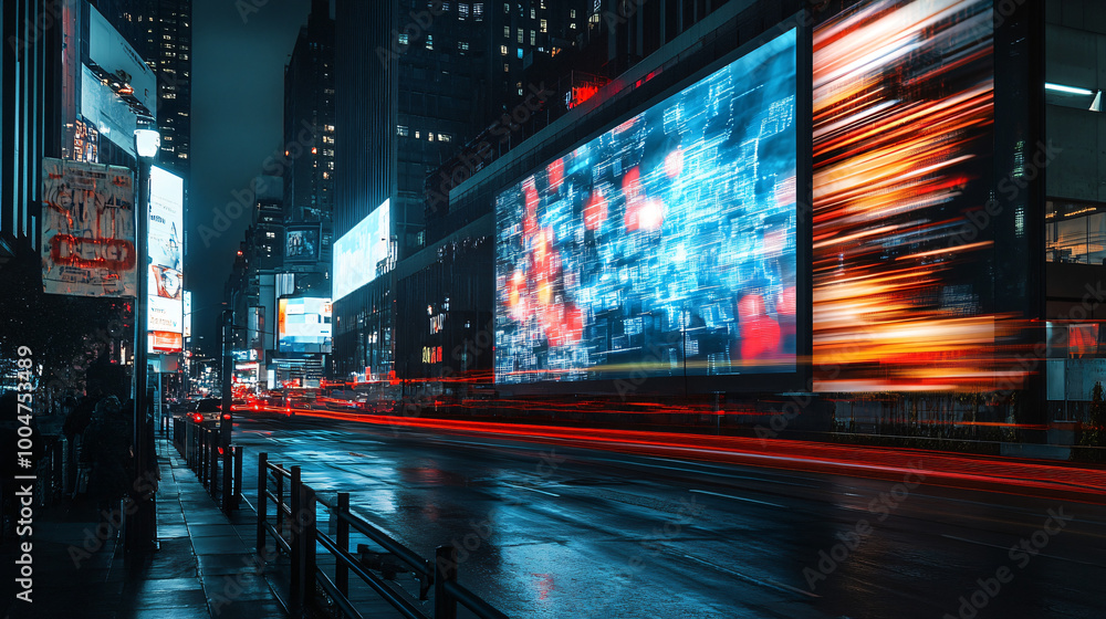 A digital billboard displaying dynamic advertisements. A digital billboard displaying dynamic advertisements. A digital billboard displaying dynamic advertisements. A digital billboard displaying dynamic advertisements.