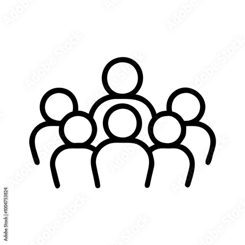 Minimalist crowd icon in black and white outline style.