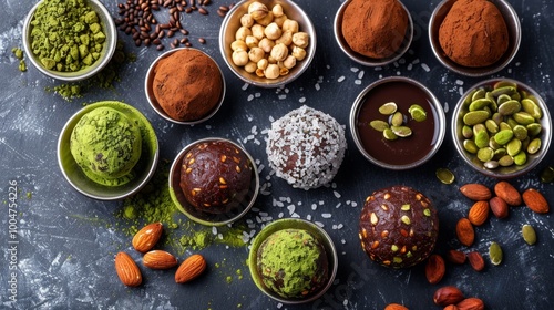 Wallpaper Mural Assorted Energy Balls with Nuts, Seeds, and Matcha Torontodigital.ca