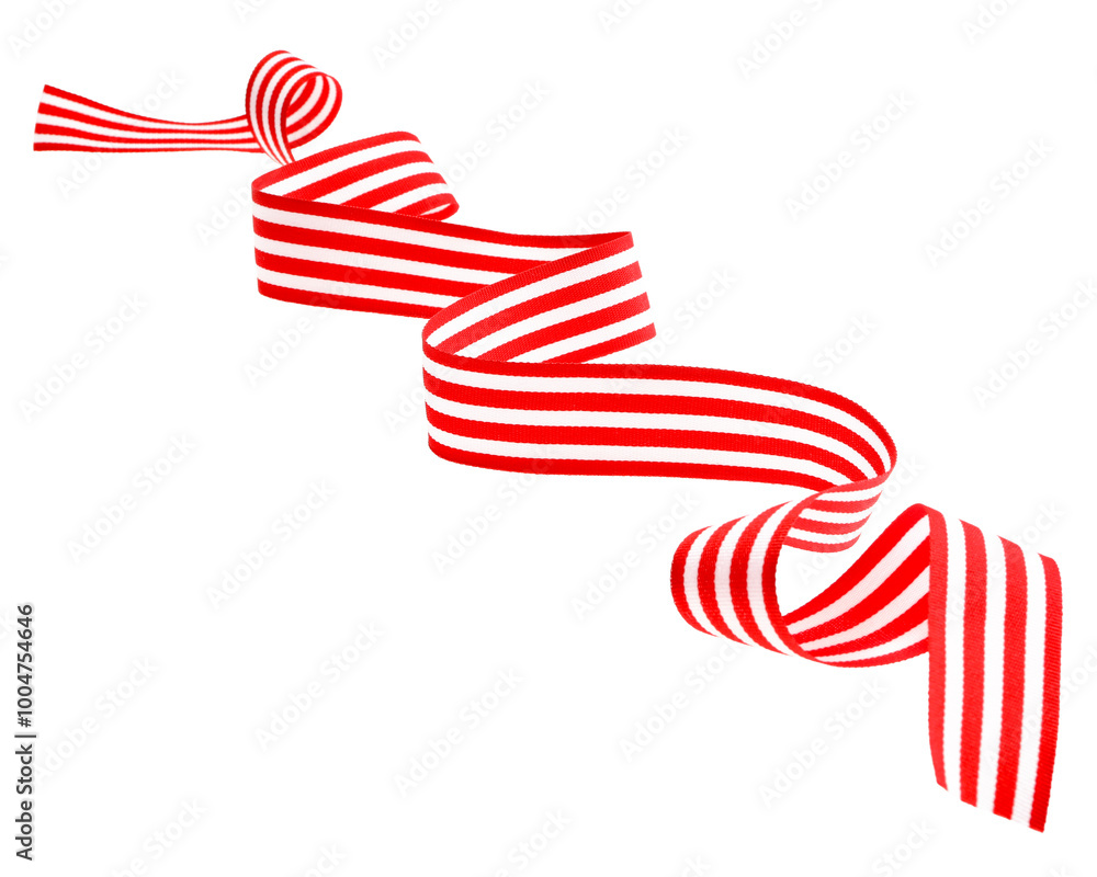 Obraz premium One colorful striped ribbon isolated on white