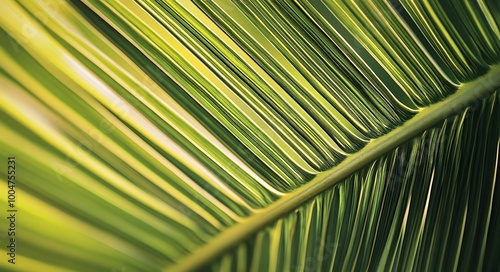 Close-up of vibrant green palm leaves