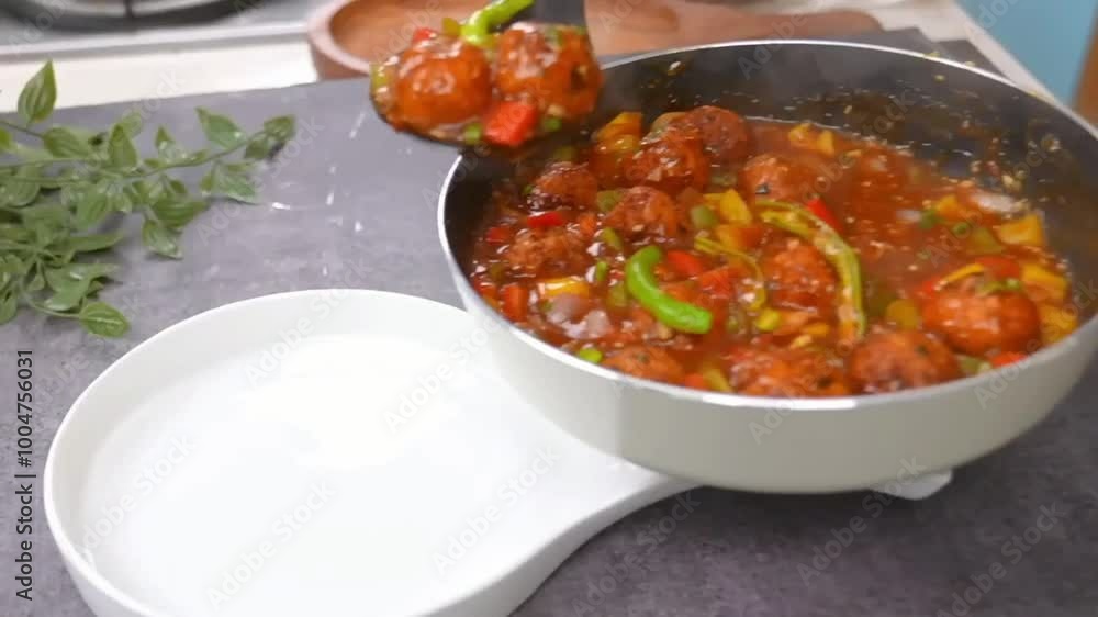 Indo-Chinese Manchurian, made by deep-frying chicken, paneer, or vegetables, and then sautéing in a tangy soy sauce gravy. This fusion dish is a favorite in Indian-Chinese cuisine with bold flavors. Indo-Chinese Manchurian, made by deep-frying chicken, paneer, or vegetables, and then sautéing in a tangy soy sauce gravy. This fusion dish is a favorite in Indian-Chinese cuisine with bold flavors.