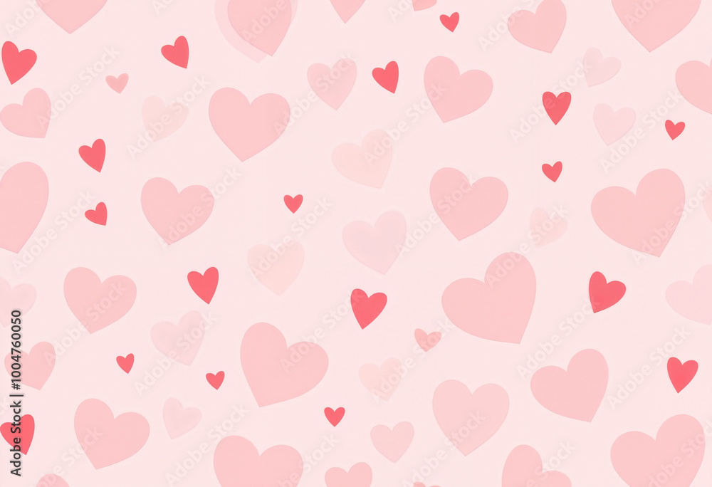 Pink and red hearts pattern on light pink background for Valentine's Day Pink and red hearts pattern on light pink background for Valentine's Day