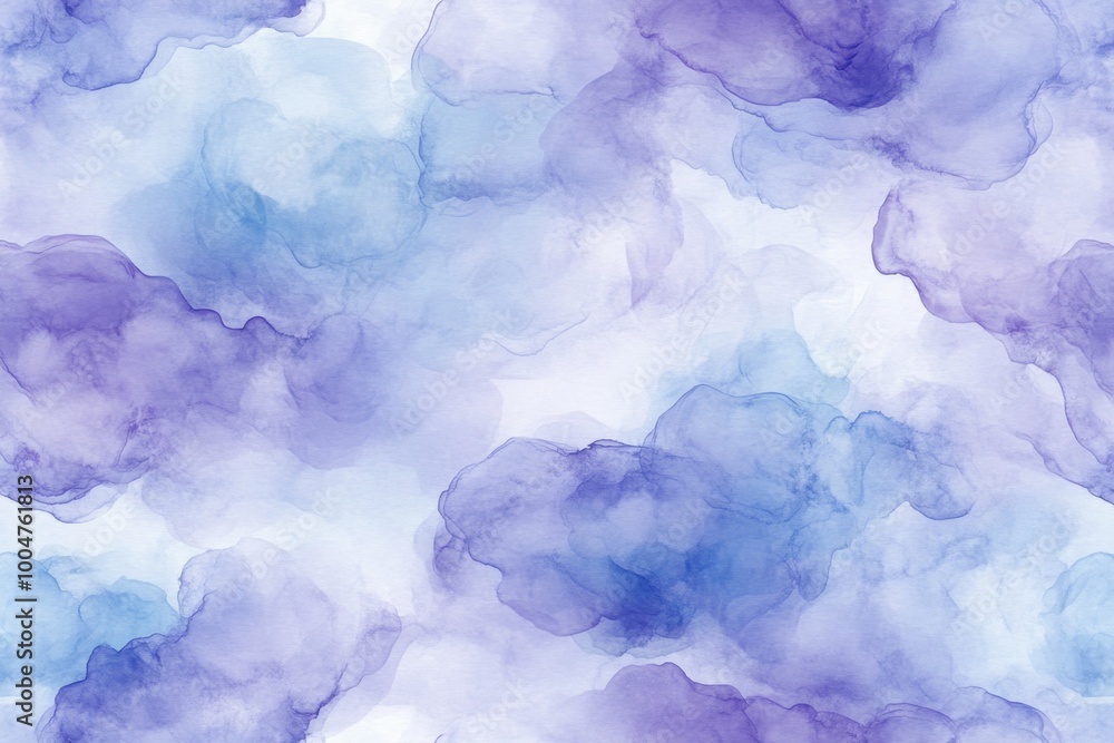Obraz premium pattern of alcohol ink clouds in shades of purple and blue, with hints of white to add depth Generative AI
