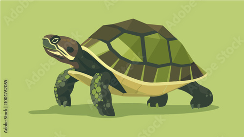 Illustration of a large turtle. Amphibian reptile.