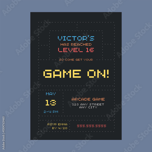 Arcade Game Kids Birthday Invitation