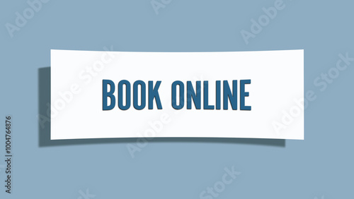 Book Online. A card isolated on blue background.