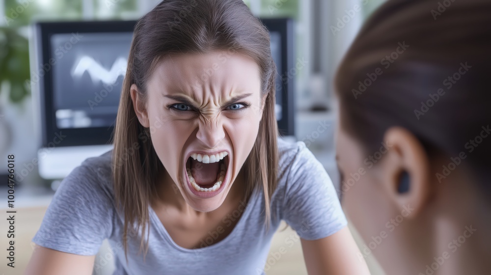 Angry woman screaming